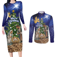 Lithuania Christmas Couples Matching Long Sleeve Bodycon Dress and Long Sleeve Button Shirt Chistmas Begin With Christ - Wonder Print Shop