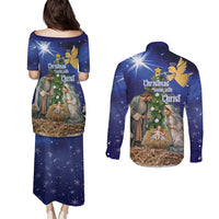 Lithuania Christmas Couples Matching Puletasi and Long Sleeve Button Shirt Chistmas Begin With Christ - Wonder Print Shop