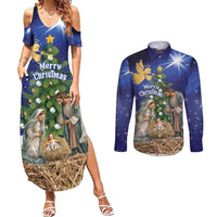 Lithuania Christmas Couples Matching Summer Maxi Dress and Long Sleeve Button Shirt Chistmas Begin With Christ - Wonder Print Shop