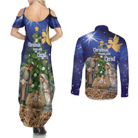 Lithuania Christmas Couples Matching Summer Maxi Dress and Long Sleeve Button Shirt Chistmas Begin With Christ - Wonder Print Shop
