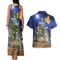 Lithuania Christmas Couples Matching Tank Maxi Dress and Hawaiian Shirt Chistmas Begin With Christ - Wonder Print Shop