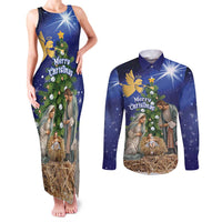 Lithuania Christmas Couples Matching Tank Maxi Dress and Long Sleeve Button Shirt Chistmas Begin With Christ - Wonder Print Shop