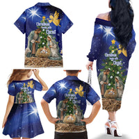 Lithuania Christmas Family Matching Off The Shoulder Long Sleeve Dress and Hawaiian Shirt Chistmas Begin With Christ - Wonder Print Shop