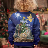Lithuania Christmas Kid Ugly Christmas Sweater Chistmas Begin With Christ - Wonder Print Shop