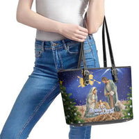 Lithuania Christmas Leather Tote Bag Chistmas Begin With Christ - Wonder Print Shop