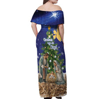 Lithuania Christmas Off Shoulder Maxi Dress Chistmas Begin With Christ - Wonder Print Shop