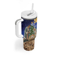 Lithuania Christmas Tumbler With Handle Chistmas Begin With Christ - Wonder Print Shop
