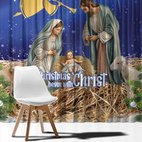 Lithuania Christmas Window Curtain Chistmas Begin With Christ - Wonder Print Shop