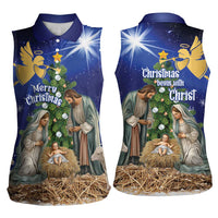 Lithuania Christmas Women Sleeveless Polo Shirt Chistmas Begin With Christ - Wonder Print Shop