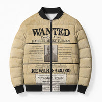 WANTED for Freedom Bomber Puffer Jacket Harriet Moses Tubman - Wonder Print Shop
