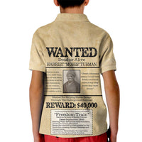 WANTED for Freedom Kid Polo Shirt Harriet Moses Tubman - Wonder Print Shop