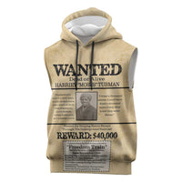 WANTED for Freedom Sleeveless Hoodie Harriet Moses Tubman - Wonder Print Shop