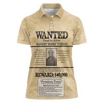 WANTED for Freedom Women Polo Shirt Harriet Moses Tubman - Wonder Print Shop