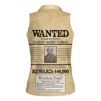 WANTED for Freedom Women Sleeveless Polo Shirt Harriet Moses Tubman - Wonder Print Shop