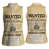 WANTED for Freedom Women Sleeveless Polo Shirt Harriet Moses Tubman - Wonder Print Shop