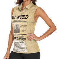 WANTED for Freedom Women Sleeveless Polo Shirt Harriet Moses Tubman - Wonder Print Shop