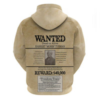 WANTED for Freedom Zip Hoodie Harriet Moses Tubman - Wonder Print Shop