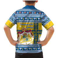 Sweden Christmas Family Matching Mermaid Dress and Hawaiian Shirt Coat Of Arms - Scandinavian Pattern - Wonder Print Shop