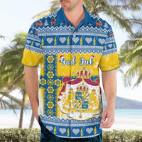 Sweden Christmas Hawaiian Shirt Coat Of Arms - Scandinavian Pattern - Wonder Print Shop