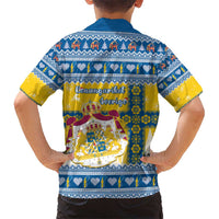 Sweden Christmas Kid Hawaiian Shirt Coat Of Arms - Scandinavian Pattern - Wonder Print Shop