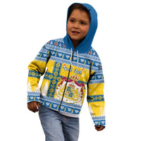 Sweden Christmas Kid Hoodie Coat Of Arms - Scandinavian Pattern - Wonder Print Shop