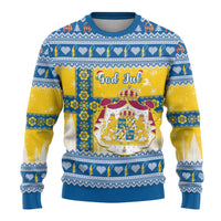 Sweden Christmas Ugly Christmas Sweater Coat Of Arms - Scandinavian Pattern - Wonder Print Shop