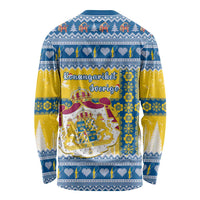 Sweden Christmas Long Sleeve Shirt Coat Of Arms - Scandinavian Pattern - Wonder Print Shop
