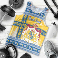 Sweden Christmas Men Tank Top Coat Of Arms - Scandinavian Pattern - Wonder Print Shop