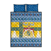 Sweden Christmas Quilt Bed Set Coat Of Arms - Scandinavian Pattern - Wonder Print Shop