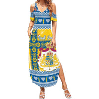 Sweden Christmas Summer Maxi Dress Coat Of Arms - Scandinavian Pattern - Wonder Print Shop