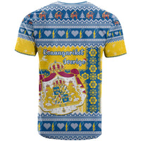 Sweden Christmas T Shirt Coat Of Arms - Scandinavian Pattern - Wonder Print Shop