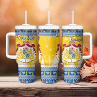 Sweden Christmas Tumbler With Handle Coat Of Arms - Scandinavian Pattern - Wonder Print Shop
