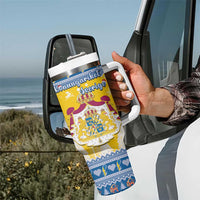 Sweden Christmas Tumbler With Handle Coat Of Arms - Scandinavian Pattern - Wonder Print Shop