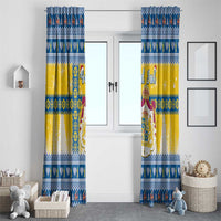 Sweden Christmas Window Curtain Coat Of Arms - Scandinavian Pattern - Wonder Print Shop