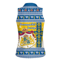 Sweden Christmas Women Sleeveless Polo Shirt Coat Of Arms - Scandinavian Pattern - Wonder Print Shop