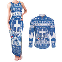 Greece Christmas Couples Matching Tank Maxi Dress and Long Sleeve Button Shirt Coat Of Arms Kala Cristouyenna - Wonder Print Shop