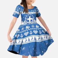 Greece Christmas Family Matching Off The Shoulder Long Sleeve Dress and Hawaiian Shirt Coat Of Arms Kala Cristouyenna - Wonder Print Shop