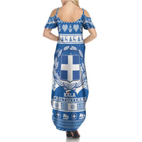 Greece Christmas Family Matching Summer Maxi Dress and Hawaiian Shirt Coat Of Arms Kala Cristouyenna - Wonder Print Shop