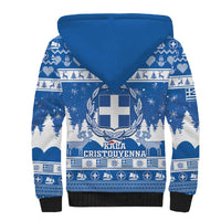 Greece Christmas Sherpa Hoodie Coat Of Arms Kala Cristouyenna - Wonder Print Shop