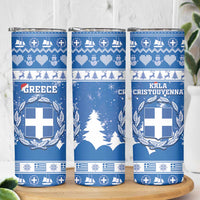 Greece Christmas Skinny Tumbler Coat Of Arms Kala Cristouyenna - Wonder Print Shop