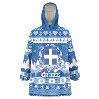 Greece Christmas Wearable Blanket Hoodie Coat Of Arms Kala Cristouyenna - Wonder Print Shop