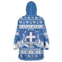 Greece Christmas Wearable Blanket Hoodie Coat Of Arms Kala Cristouyenna - Wonder Print Shop