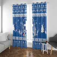 Greece Christmas Window Curtain Coat Of Arms Kala Cristouyenna - Wonder Print Shop