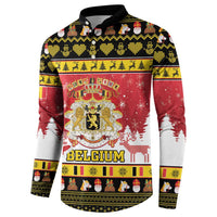 Belgium Christmas Button Sweatshirt Coat Of Arms Vrolijk Kerstfeest - Wonder Print Shop