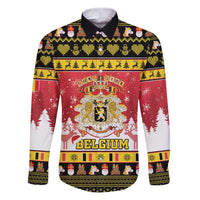 Belgium Christmas Family Matching Puletasi and Hawaiian Shirt Coat Of Arms Vrolijk Kerstfeest - Wonder Print Shop