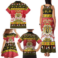 Belgium Christmas Family Matching Tank Maxi Dress and Hawaiian Shirt Coat Of Arms Vrolijk Kerstfeest - Wonder Print Shop