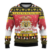 Belgium Christmas Ugly Christmas Sweater Coat Of Arms Vrolijk Kerstfeest - Wonder Print Shop
