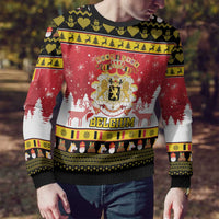 Belgium Christmas Ugly Christmas Sweater Coat Of Arms Vrolijk Kerstfeest - Wonder Print Shop