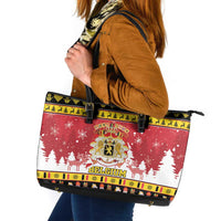 Belgium Christmas Leather Tote Bag Coat Of Arms Vrolijk Kerstfeest - Wonder Print Shop