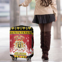 Belgium Christmas Luggage Cover Coat Of Arms Vrolijk Kerstfeest - Wonder Print Shop